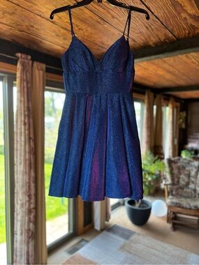 B Darlin Aurora, deep blue, mini homecoming dress